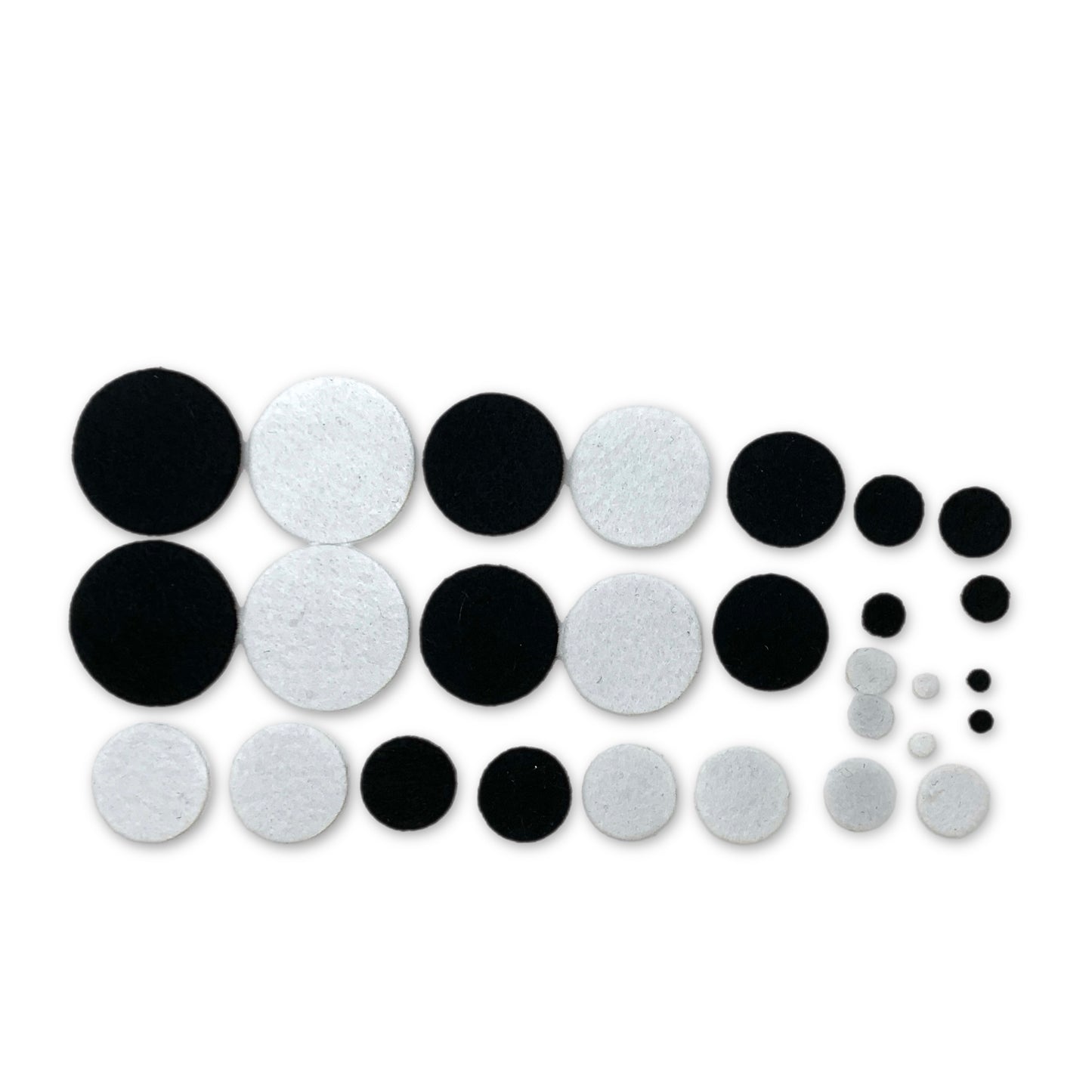 Felt Round Circles Black and White Set of 28 Pcs