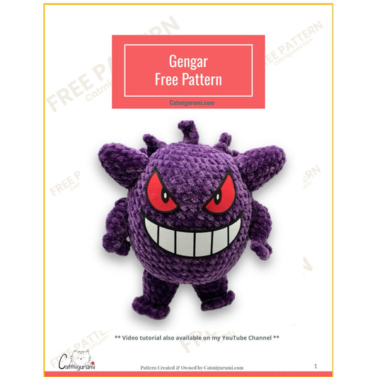 Free Amigurumi Crochet Pattern for Pokémon Gengar (PDF Download)