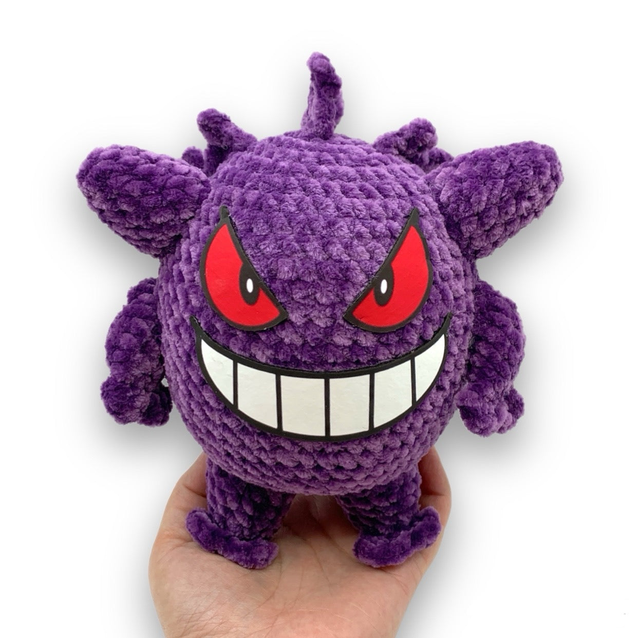 Finished Gengar crochet plush front view