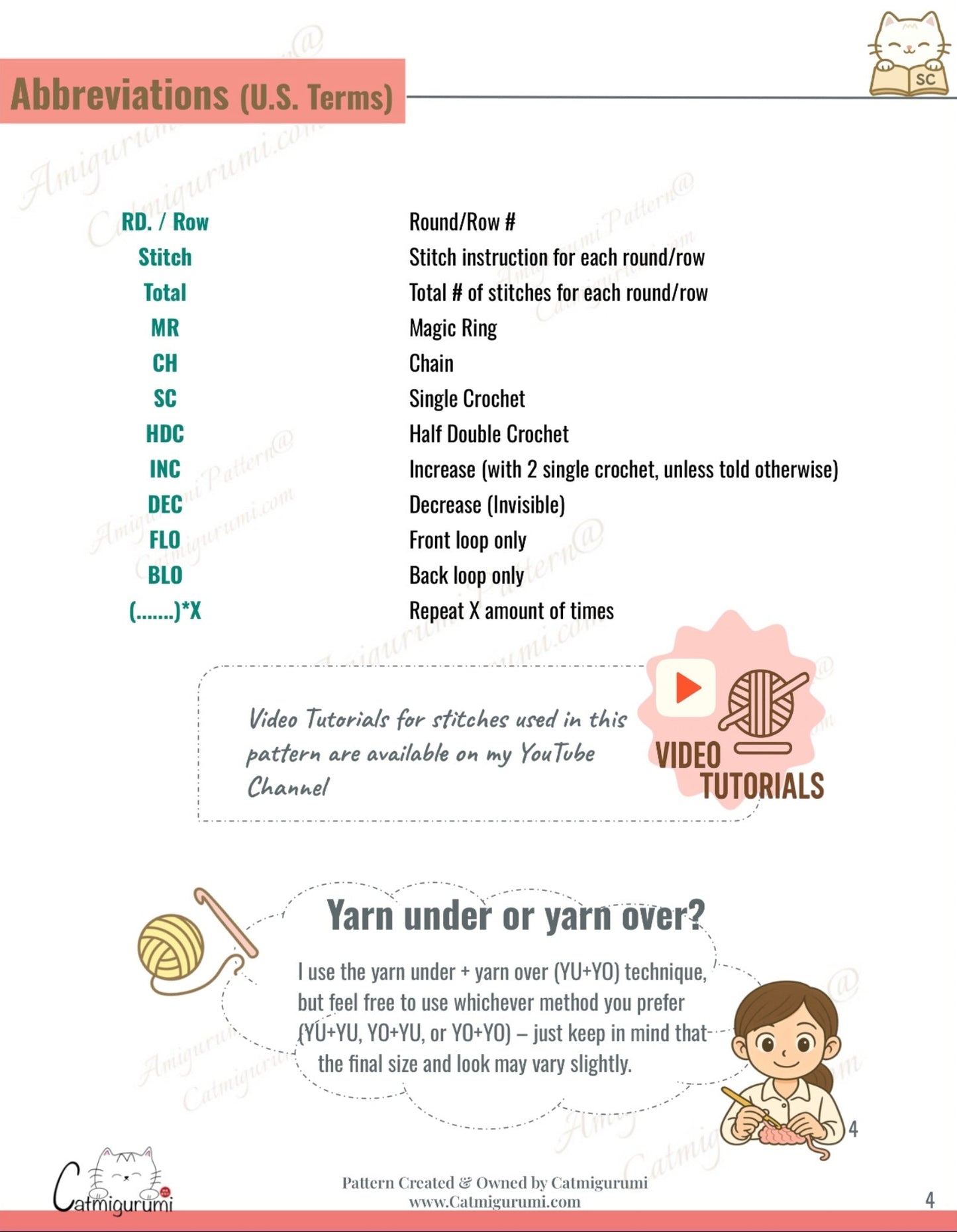 magic cat amigurumi crochet pattern abbreviation 