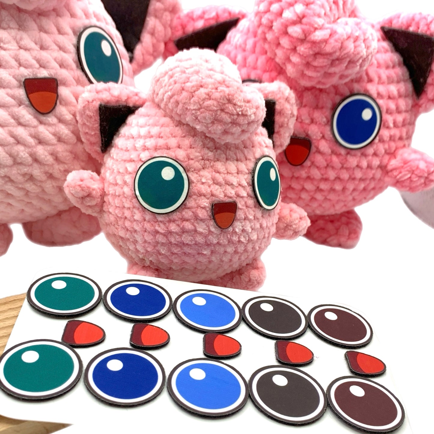 Precut eyes and mouth Melody Puff felt facial set for amigurumi plush toys 