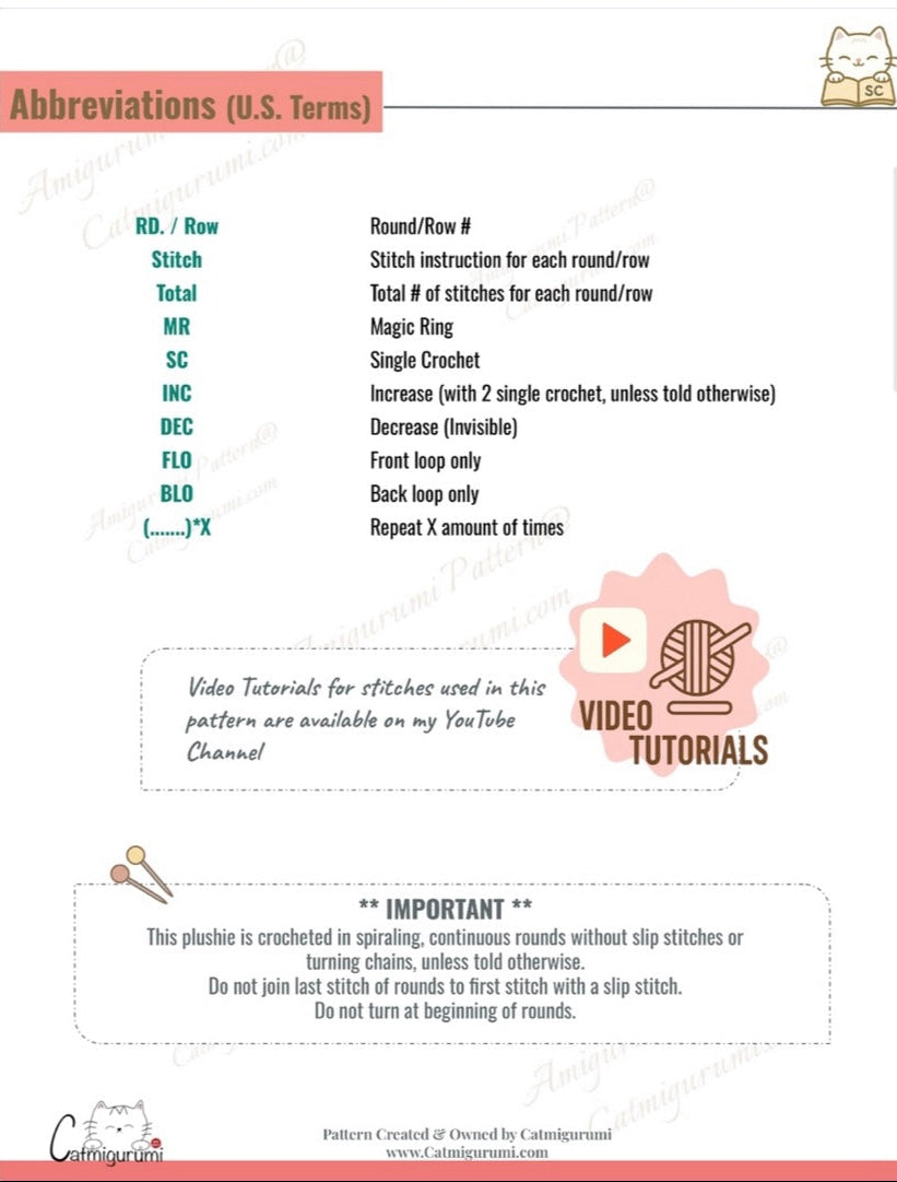 reindeer doctor amigurumi crochet pattern abbreviation instructions