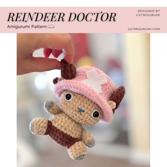 handmade reindeer doctor amigurumi crochet pattern cute plush toy