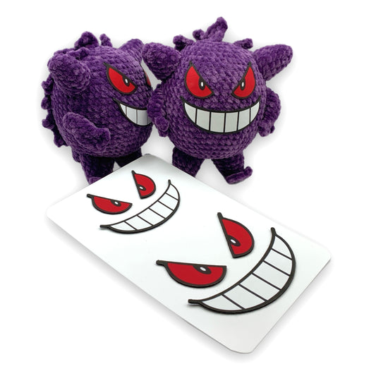 Shadow Grin Ghost felt facial set for amigurumi plush toys precut eyes and mouth