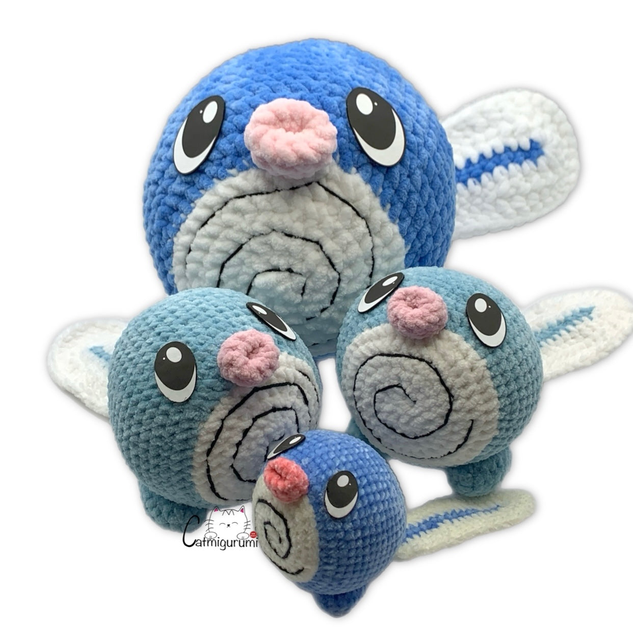Swirly Tadpole felt eyes used on handmade amigurumi plush toy