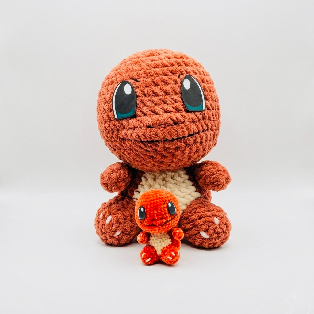Tiny Flame Dragon felt eyes used on handmade amigurumi plush toy